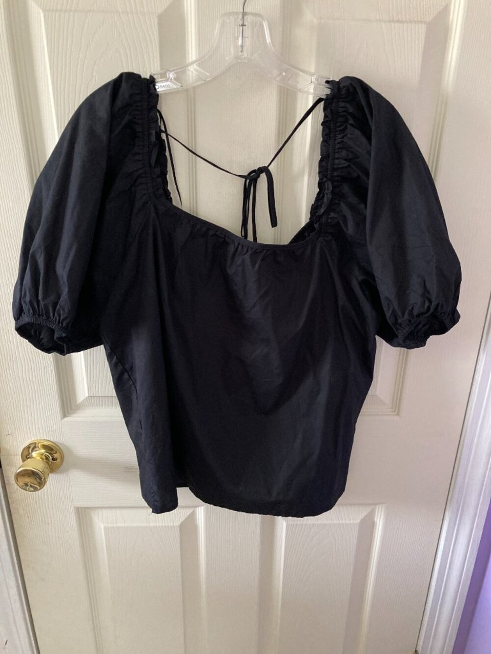 Women Nine West Black Top Size XL Puff Sleeve Square Neck - Picture 2 of 7